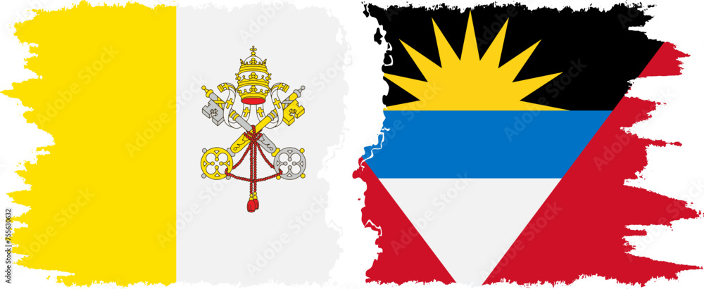 Antigua and Barbuda and Vatican grunge flags connection vector Antigua and Barbuda and Vatican grunge flags connection vector