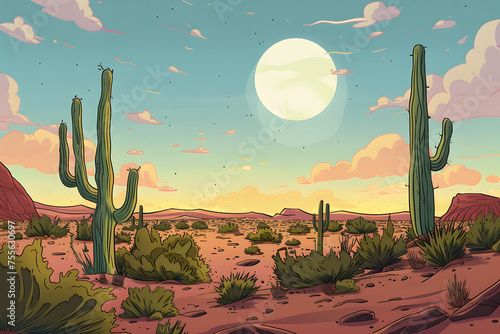 Endlose Weite: Illustration der Wüstenlandschaft