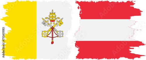 Austria and Vatican grunge flags connection vector
