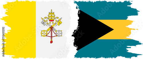 Bahamas and Vatican grunge flags connection vector
