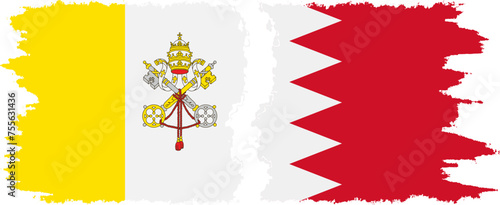 Bahrain and Vatican grunge flags connection vector