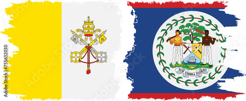 Belize and Vatican grunge flags connection vector