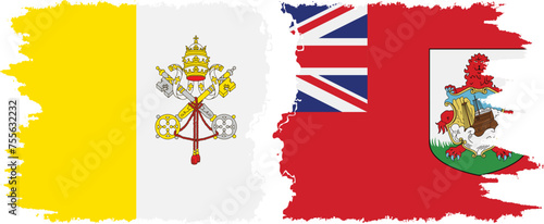 Bermuda and Vatican grunge flags connection vector