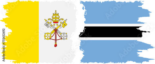 Botswana and Vatican grunge flags connection vector