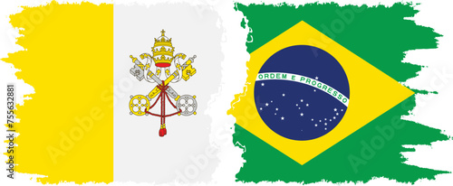 Brazil and Vatican grunge flags connection vector