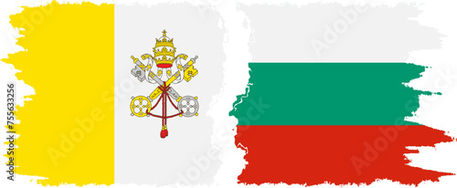 Bulgaria and Vatican grunge flags connection vector