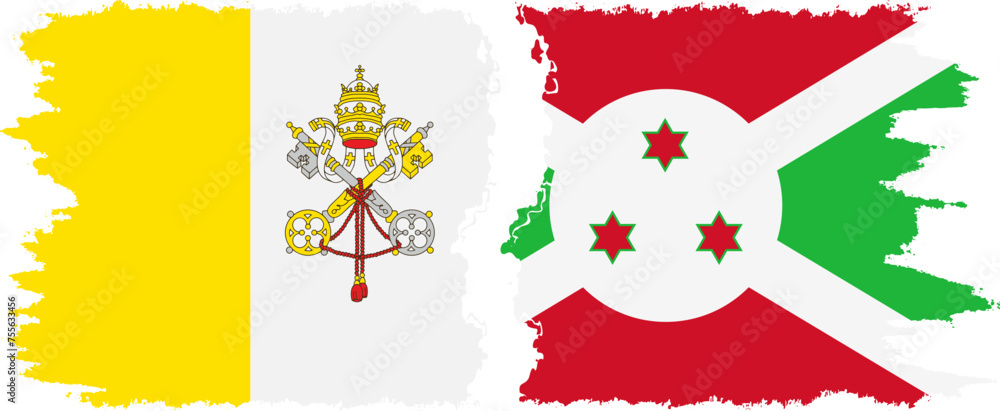 Fototapeta premium Burundi and Vatican grunge flags connection vector