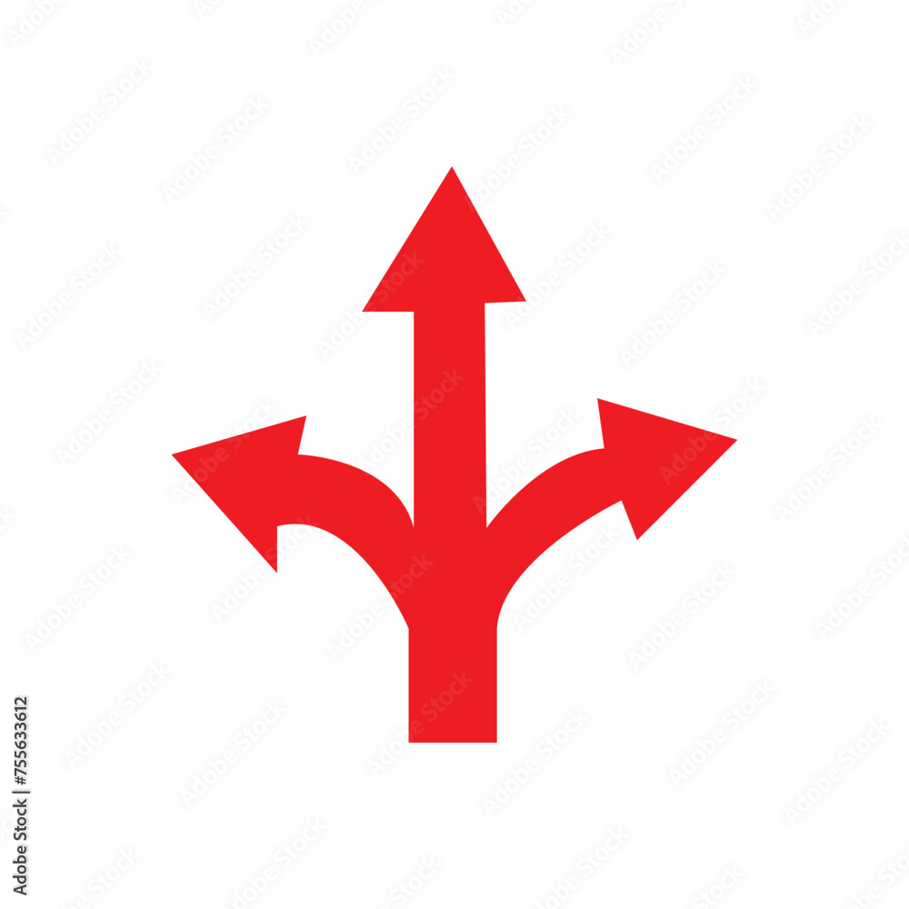 three-way direction arrow icon. road direction icon Vector illustration on white background, eps10 three-way direction arrow icon. road direction icon Vector illustration on white background, eps10