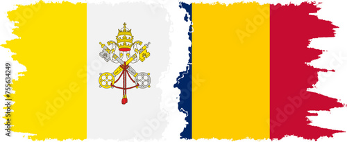 Chad and Vatican grunge flags connection vector