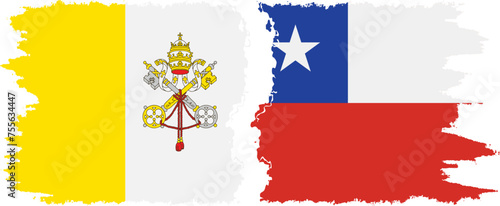 Chile and Vatican grunge flags connection vector