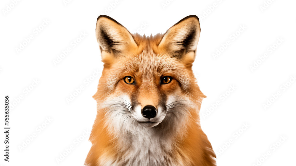 Fox animal cut out. Isolated fox animal on transparent background