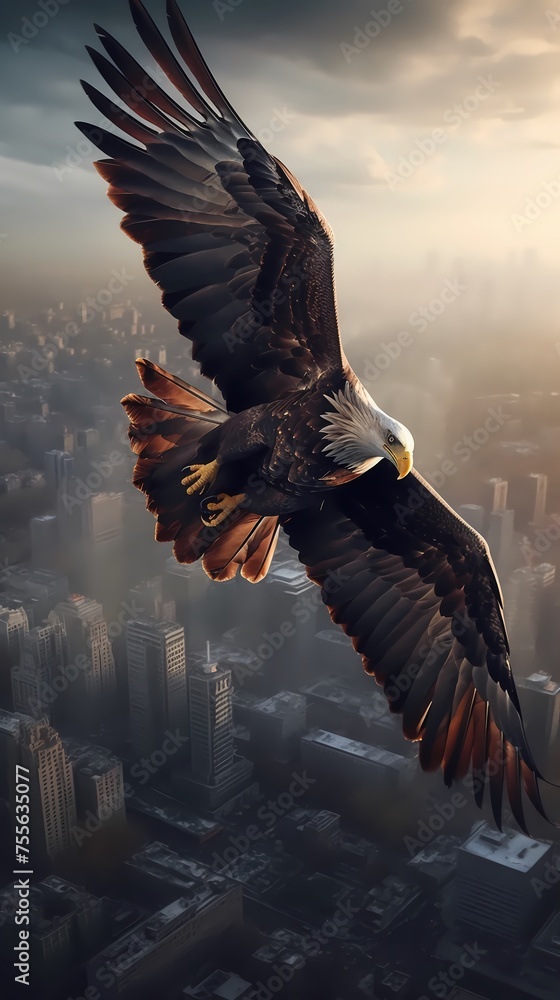 Obraz premium Bald eagle bird animal outdoor scene ultra-detailed macro photography picture poster background