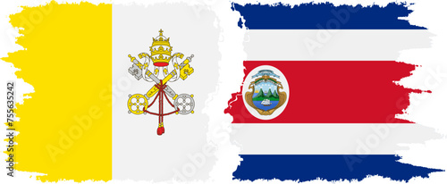Costa Rica and Vatican grunge flags connection vector