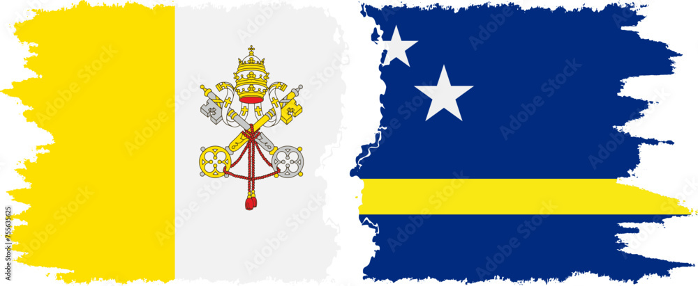 Curacao and Vatican grunge flags connection vector Curacao and Vatican grunge flags connection vector