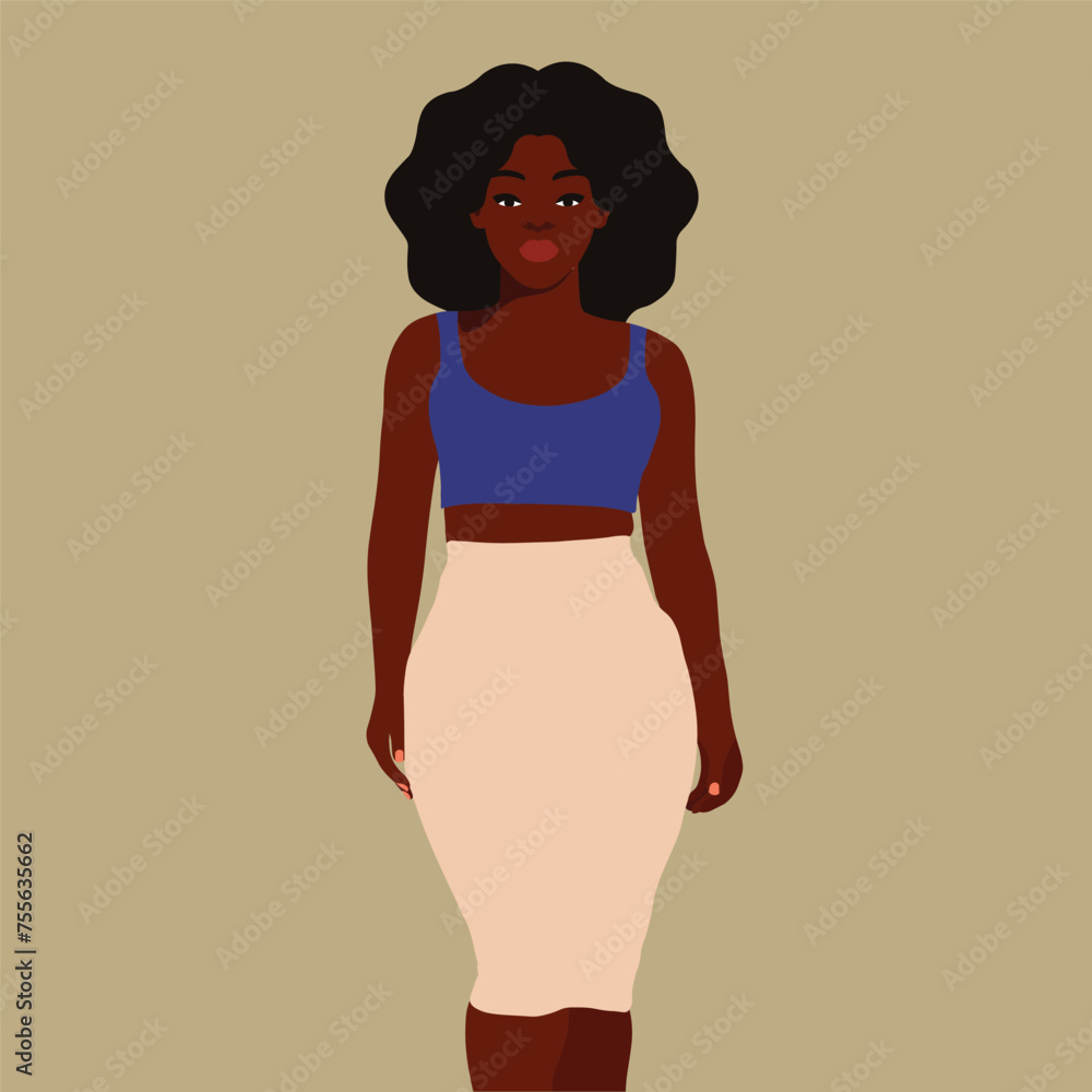 Afro black woman in elegant art style vector Afro black woman in elegant art style vector
