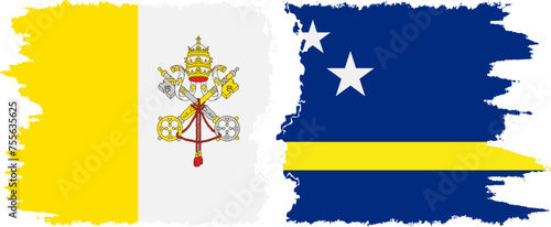 Curacao and Vatican grunge flags connection vector