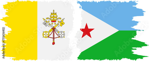 Djibouti and Vatican grunge flags connection vector
