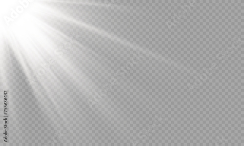 Light Vector with Sun Glare. Sun, Sunrays, and Glare in PNG Format. Gold Flare and Glare.