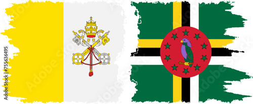 Dominica and Vatican grunge flags connection vector