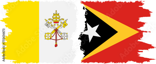 Timor-Leste - East Timor and Vatican grunge flags connection vector