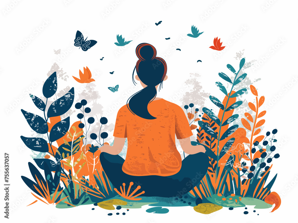 Woman meditating in a tranquil nature setting