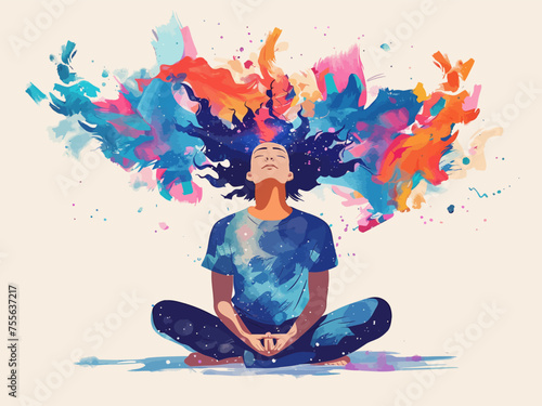 Colorful meditation concept with abstract watercolor