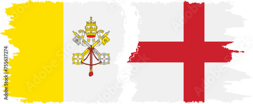 England and Vatican grunge flags connection vector