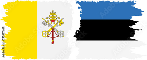 Estonia and Vatican grunge flags connection vector