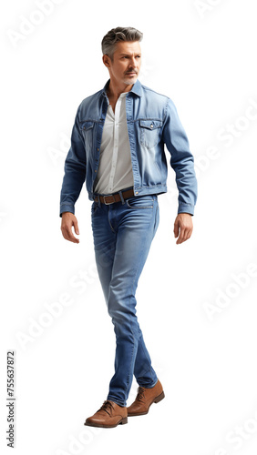 walking male model in jeans