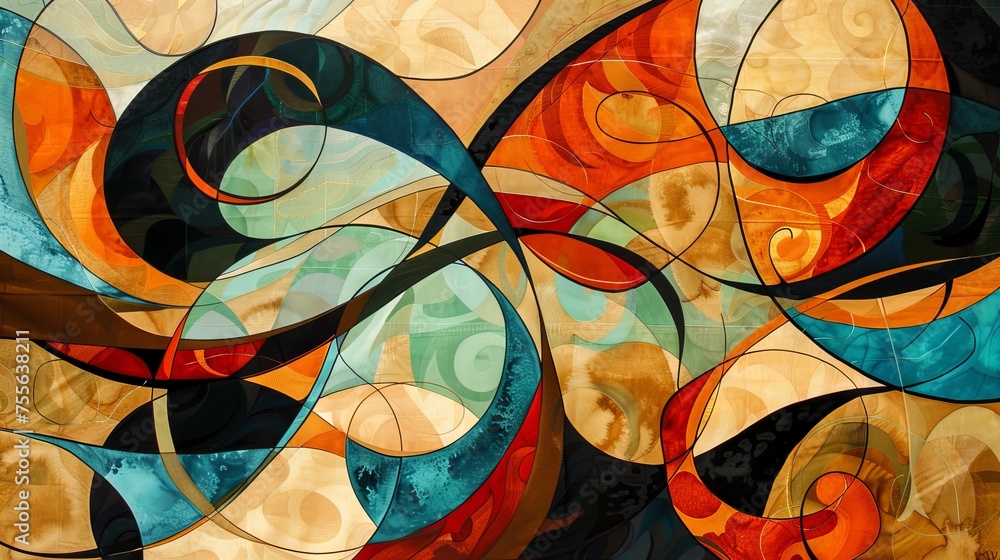 Art Nouveau inspired abstract art with curvilinear lines and natural motifs. Art Nouveau inspired abstract art with curvilinear lines and natural motifs.