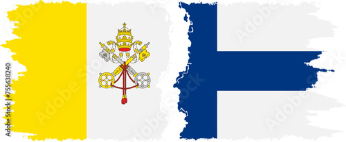 Finland and Vatican grunge flags connection vector