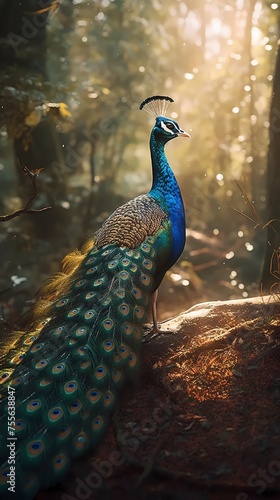 Wallpaper Mural Peacock bird animal outdoor scene ultra-detailed macro photography picture poster background Torontodigital.ca