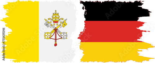Germany and Vatican grunge flags connection vector