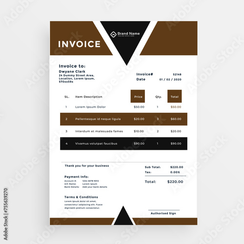 Business invoice form template. Invoicing quotes, money bills or price invoices and payment agreement design templates. Tax form, bill graphic or payment receipt page vector set