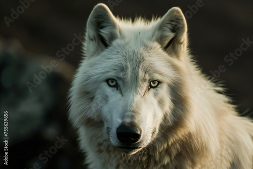 Scary white wolf direct eye contact © VetalStock