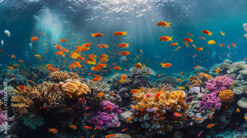 colorful underwater world with corals and fish © jr-art