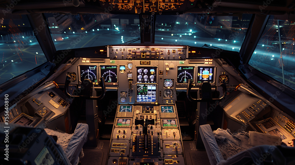 cockpit of modern airplane