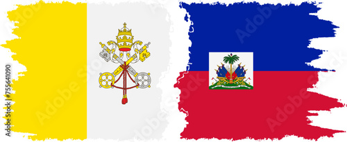 Haiti and Vatican grunge flags connection vector