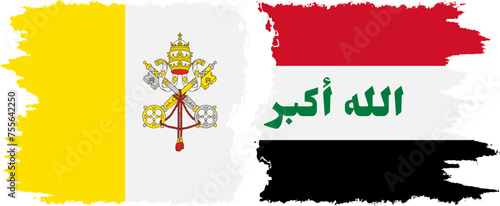 Iraq and Vatican grunge flags connection vector