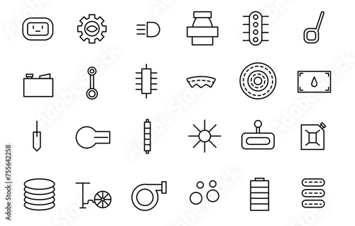 Auto Service set vector line icons with open path car service, auto repair and transport with elements for mobile concepts and web apps.