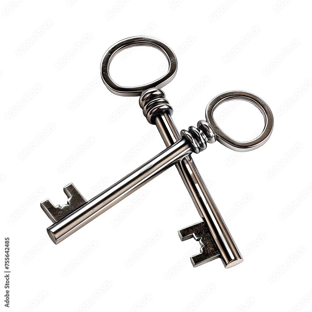 two silver chrome steel keys