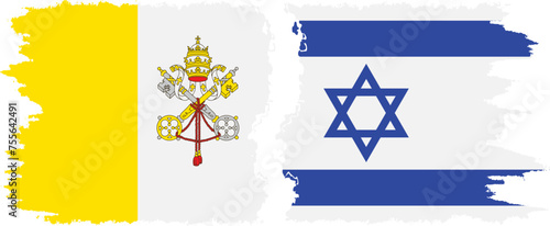 Israel and Vatican grunge flags connection vector.