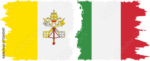 Italy and Vatican grunge flags connection vector