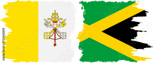 Jamaica and Vatican grunge flags connection vector