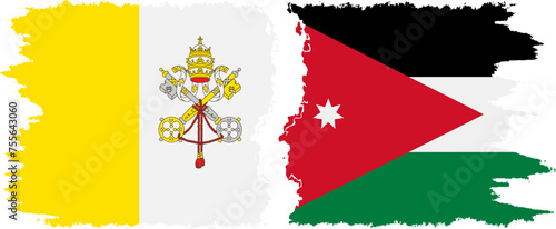 Jordan and Vatican grunge flags connection vector