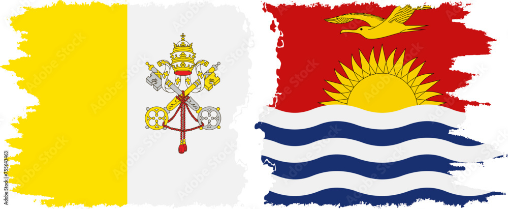 Kiribati and Vatican grunge flags connection vector Kiribati and Vatican grunge flags connection vector