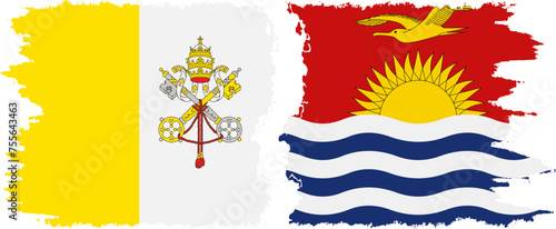 Kiribati and Vatican grunge flags connection vector