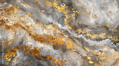 Luxury abstract art with plush textures and elegant gold and silver accents © furyon