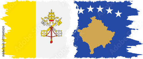 Kosovo and Vatican grunge flags connection vector