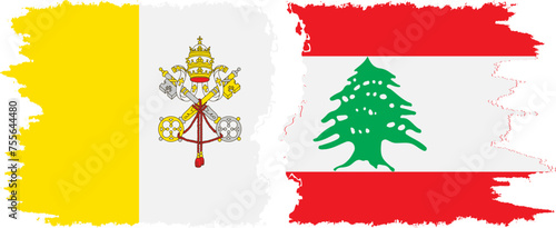 Lebanon and Vatican grunge flags connection vector